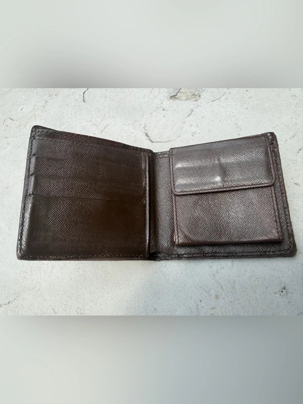Louis Vuitton Brown Checker and Tan Leather Bifold Wallet